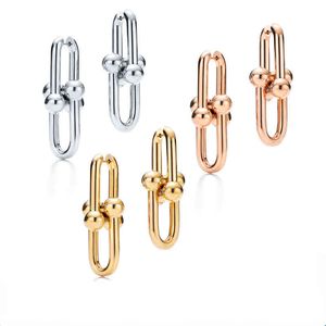 디자이너 여성 스터드 새로운 패션 브랜드 귀걸이 액세서리 S925 금색과 은색 로즈 골드 U 버튼 귀걸이 G220805