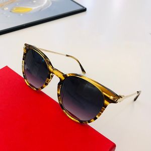 Vintage Sonnenbrille für Frauen Katze Augenstil Streifen Kaffee Tee importiert Planken Rahmen Gold Silber C Metal Arme Blau Sommer Strand Mode Brille 53mm