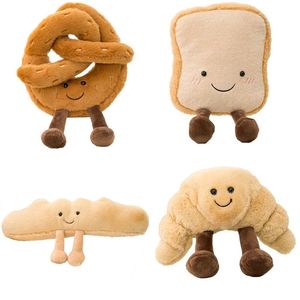 Figura de desenho animado macio pretzel crossant brinde pão boneca de pelúcia brinquedo recheado de baguete de baguete de decoração de ovo para menina menina aniversário 220701