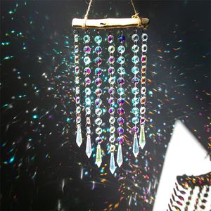 HD hängande fönster suncatcher regnbåge maker glas kristall mobil vind chimes med ab prismor droppar hemvägg konst dekoration gåva