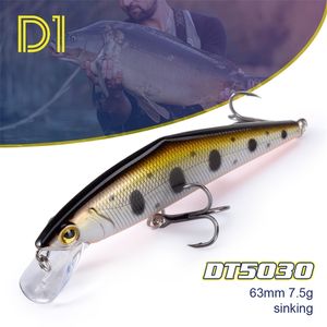 Fishing Hooks D1 Stream Fishing Lure 85mm 147g 63mm 75g Heavy Sinking Small Minnow DCONTACT Artificial Bait For Trout Perch DT5030 220830