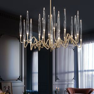 Nowoczesne światło luksusowe styl kryształowy żyrandol kreatywny wysokiej klasy restauracja żyrandole amerykańskie proste kryształowe lampy