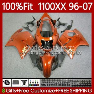 Molde de injeção Corpo para Honda Blackbird CBR1100 CBR 1100 xx CC 1100xx 96-07 114No.41 CBR1100xx 1996 1997 1998 1999 2000 2001 1100cc 02 03 04 05 06 07 Laranja de brilho