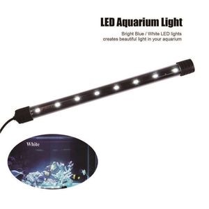 EU Plug Rium Light Fish Tank Waterproof LED Bar Tic Lamp Submersible 17cm Fluorescerande dykning S BLÅ OCH VIT Y200917