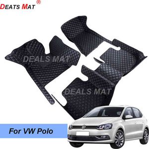 100% Fit Auto Car Mats med fickor Golvmatta mattor för VW Polo 2006 2007 2008 2008 2018 2010 2012 2012 2013 2014 2015 2016 2017 H220415