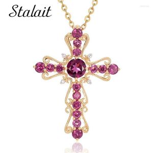 Pendant Necklaces Vintage Cross Women's Necklace Gold Byzantine Chain Color Red Crystal Jewelry for Weddindant Sidn22