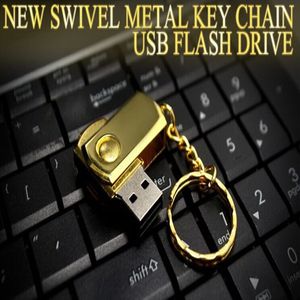 DHL Shipping 8G / 16GB / 32GB / 64GB / 128GB / 256GB Gold Metal Rotation USB флэш-накопитель / фактическая емкость Pendrive / хорошее качество USB 2.0 Memory Stick