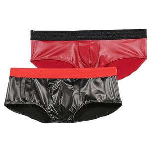 Угодние кожаные кожа Men Sexy Sexy Soft Hetablest Stratting Shorts Boxer Borks Водонепроницаемые клубы