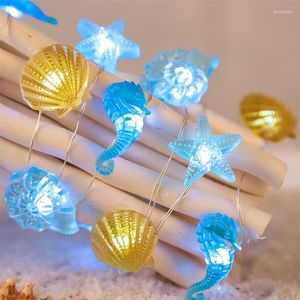 Saiten LED Meer Strand Ozean String Licht Muschel Seepferdchen Muschel Seestern Fee Girlande Für Schlafzimmer Party DecorLED LEDLED