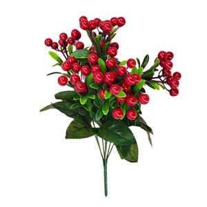 装飾的な花の花輪のシミュレーション小さな果実のフリーフルーツプラスチック花人工撮影シーンのレイアウト7フォーク黄色いクリスマスD