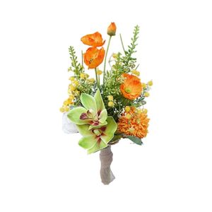 Decorative Flowers & Wreaths Fake Flower Artificial Orchid Holding Multicolor Rose And Poppies Small Hands Simulation Home Decor Wedding Bou