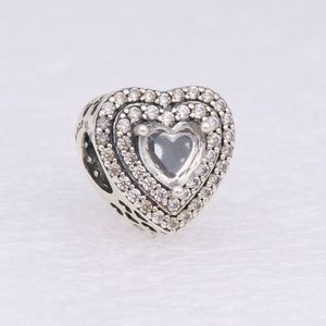 Mousserande nivellerade hjärtan charm 925 silver pandora charms för armband DIY smycken gör kit lös pärla silver grossist 799218C01