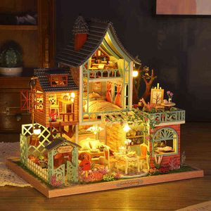 CUTEBEE Casa delle bambole fai-da-te Case delle bambole in legno Kit di mobili per case delle bambole in miniatura Casa Musica Giocattoli a led per bambini Regalo di compleanno K18 AA220325