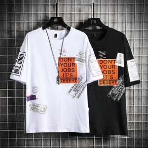 ヒップホップTシャツメンズレタープリントTシャツ原宿ストリートウェアTシャツカジュアルOネック半袖サマートップティー5xL