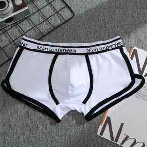 Cotton Male Panties Mens Underwear Boxers Breathable Man Solid Color Underpants U Convex Sexy European Size Men Shorts G220419