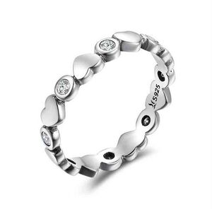925 äkta sterling silver stapelbar ring kärlek hjärta för alltid fingerringar för kvinnor bröllop engagemang smycken scr164263b