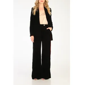 Conjunto de calças femininas de duas peças de veludo com seios duplos blazer terno escritório casamento smoking festa jaqueta de trabalho terno feminino