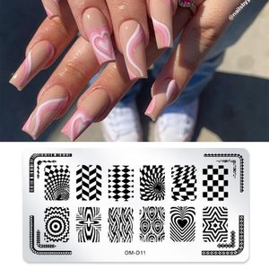 Wholesale heart stamping for sale - Group buy Geometric Love Heart Nail Stamping Plates French Line Design Leaf Floral Nail Art Stamp Stencil Printing Template Accessories