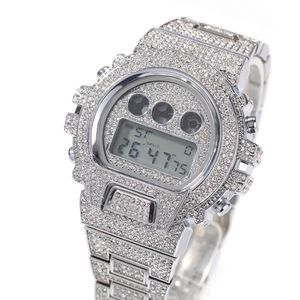 Luxus Full Diamond Watch Gold Watches Designer Herren Watch hochwertige modische elektronische digitale Armbanduhr