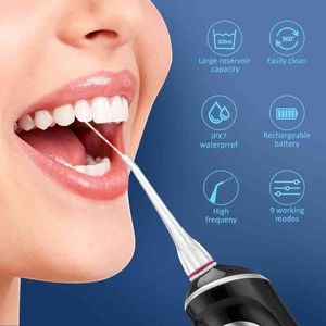 9 lägen Vattenflosser Oral Irrigator USB IPX7 Proof Jet Floss Tandrensare Munntvätt Dental Care Tools 4Nozzles 220513