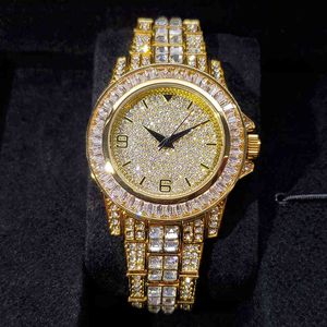 Missfox Iced Out Dial Watch для человека 18K Gold Luxury Shine Men's Watch Diamond Hip Hop Round Stainls Steel Men Quartz Watch