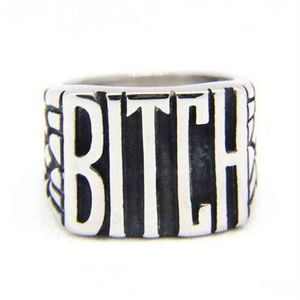 Size 5pcs/lot 5-10 Newest Popular BITCH Unisex Ring 316L Stainless Steel Fashion Jewelry Popular Biker Hiphop Style Ring316Z