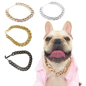Hundebekleidung Halskette Halsband Welpe Mode Pitbull Goldkette Cooler Metallschmuck und Zubehör für Hunde KatzenHund