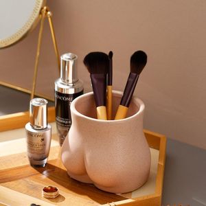 Storage Bottles & Jars Creative Pink Ass Chest Makeup Brush Bucket Pen Holder Human Body Decoration Desktop Dried Flower Vase Home