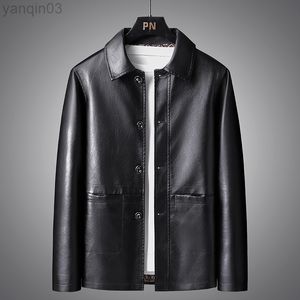 Luxury Pu Jackets Men Spring Autumn Leather Jacket Solid Color Outfit Jacket Male Buttons Jacket Plus Size 5XL L220801