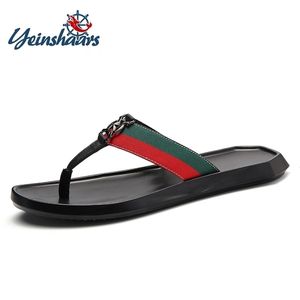 Yeinshaars Flat With Beach Fashion Outside Mens Slippers Scise Summer Flip Flops n Band Sewing SolidMen Shoes Y200107