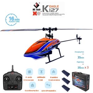 Wltoys Helicopters K127 2.4 Ghz 4CH 6-Aixs Żyroskop pojedynczy Blade Pryminor Gyro Mini RC Helicotper dla dzieci Prezent Zabawki V911 220321