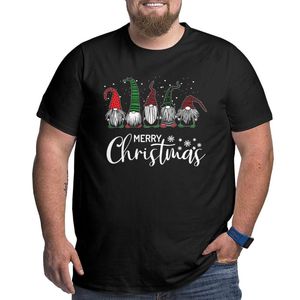 Большие Высокие Футболки оптовых-Мужские футболки Симпатичные рождественские гномы в клетчатых шляпах с Рождеством Хлобоподъемное хлопок
