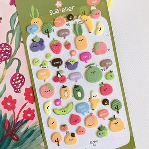 Gift Wrap Suatelier Fruit 3D Stickers Scrapbooking Material Banana Strawberry Pineapple Shape Junk Journal Diary Card DIY Decoration CraftGi