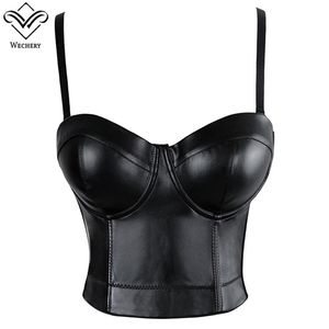 Wechery Women Leather Corset Top Bustier Bustier Gótico Push Up Corpete Sexy Lingerie Corselet Party curto Camis Plus Tamanho 6xl 220524