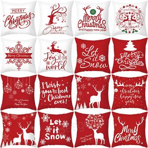 Christmas Decorations Pillow Case Santa Claus Pillowcase Home Xmas Deer Pillows Cover Decor Peach Skin Cushion Covers BH6988 TQQ