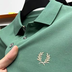 ハイエンドの豪華な100％コットン刺繍半袖Tシャツメンズポールポロメンズサマーズトレンドカジュアルな大型Tシャツの男性