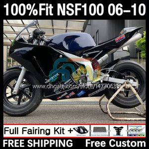 Glassfiber Race هيكل السيارة لـ Honda Fiberglass NSF100 NSF 100 06-10 10DH.59 NSF-100 06 07 08 09 10 NS-F100 2006 2007 2008 2008 2010 Injection Mould Fairing Black