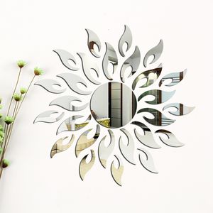 Sun Flower Mirror Wall Sticker Self Adhesive Acrylic Stickers Decal Art Mural Wallpaper Living Room Decoration Home Decor 220607