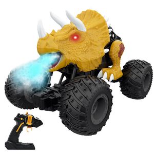 Carro de dinossauro de spray de novos eletr￴nicos RC Off-road ve￭culo escalada drift drift dubly de controle remoto de controle de luz de luz Brinquedos para crian￧as