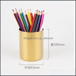 Vases Home Decor Garden Gold Plated Pen Container Retro Vase Stainless Steel Mti Function Desktop Storage Cup Furnishings Fashion Cosmetic