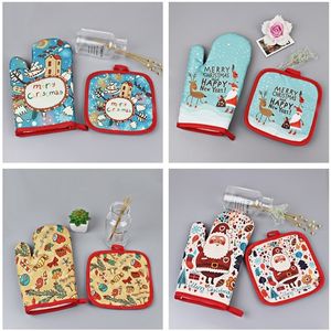 2pcsset 크리스마스 베이킹 장갑 가정용 Navidad Ornament Gift Year Noel Xmas Y201020