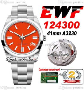 EWF 41 A3230 Automatic Mens Watch Polished Bezel Red Dial Stick Markers 904L Steel Case And OysterSteel Bracelet Same Serial Card Super Edition Puretime A1