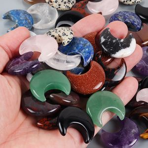 Wholesale Moon and Star Shaped Statues Natural Crystal Stone Colorfull Mascot Meditation Healing Reiki Gemstone Gift Room Decor 839 D3