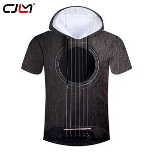 サマーメンズ3Dフル印刷ファッションアート楽器ギターTシャツプリントスタイルフィットネスカジュアルフード付きTシャツ220623