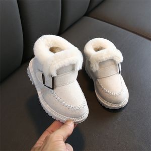 Mudipanda Girls Short Boots Winter Suede Leather Children's Children Kids Ongle Strape Buckle Boots Snow Boots LJ201202