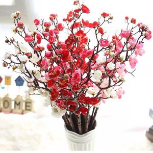 Ghirlande di fiori decorativi Albero di fiori artificiali Cherry Spring Plum Blossom Peach Branch 30cm-60cm Silk Bud per la decorazione della festa nuzialeD