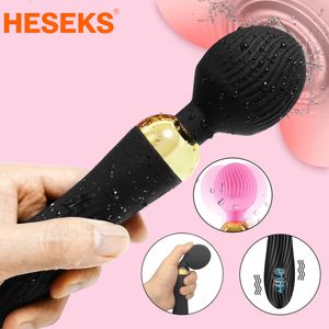 Heseks Double Shock Vibrator Magic Wand G-Spot Massager Sexig Machine Dildo varor Toys For Women Adults Clitoris Stimulator