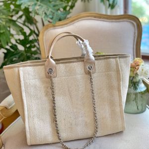 Tasarımcı çantaları deauville denim çantalar zincir tote sandbeach yün keçe tuval alışveriş çantası deri zincirler çanta marka totes 35cm
