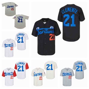 Jerseys de filme Roberto Clemente 21# Santurce Crabbers Puerto Rico Mens S-xxxl