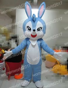 Halloween Blue Rabbit Mascot Costume Najwyższa jakość Kreskówka Króliczka Stroje Postacie Suit unisex dorosłych strój Bożego Narodzenia Karnawał